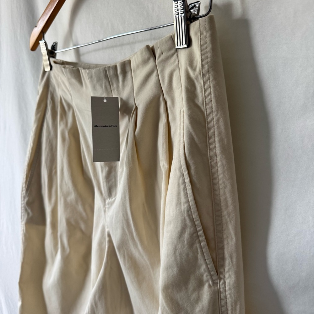 High-Waist Pleated Wide-Leg Pants — Cream - Picture 3 of 10